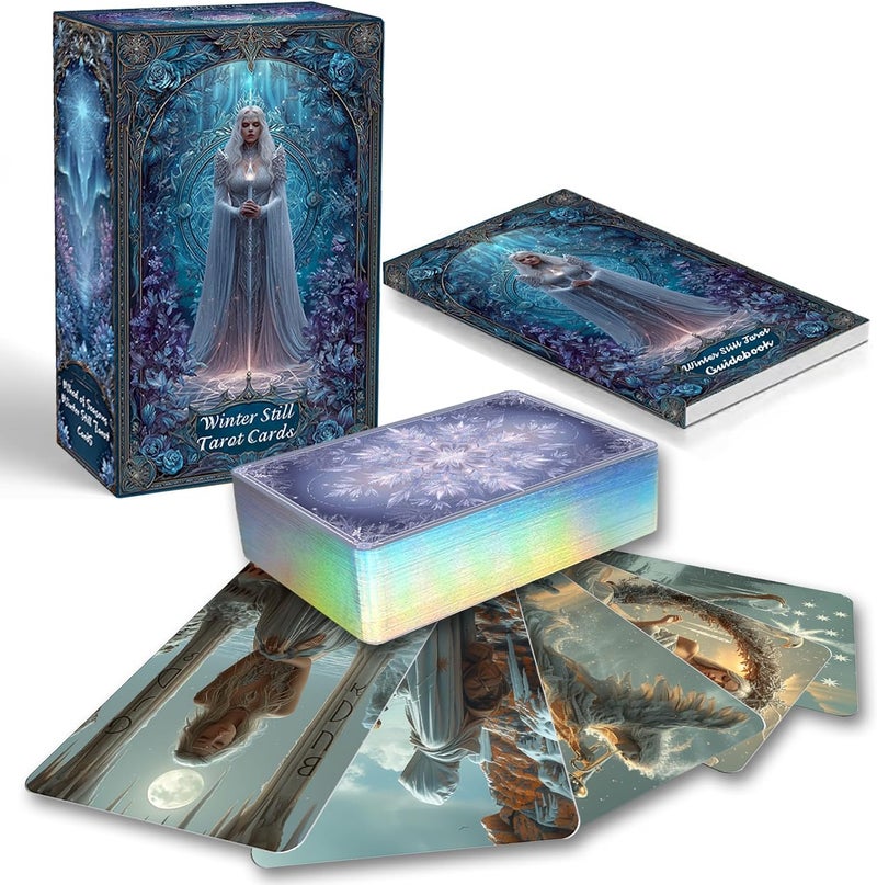 sishui Tarot Cards for Beginners with Guidebook, Winter Still Tarot Deck, 80 Oracle & Tarot Cards, 400 GSM Card Stock with Gilded Edges, Rider-Waite Based for Spiritual Guidance & Self-Discovery - Image 1